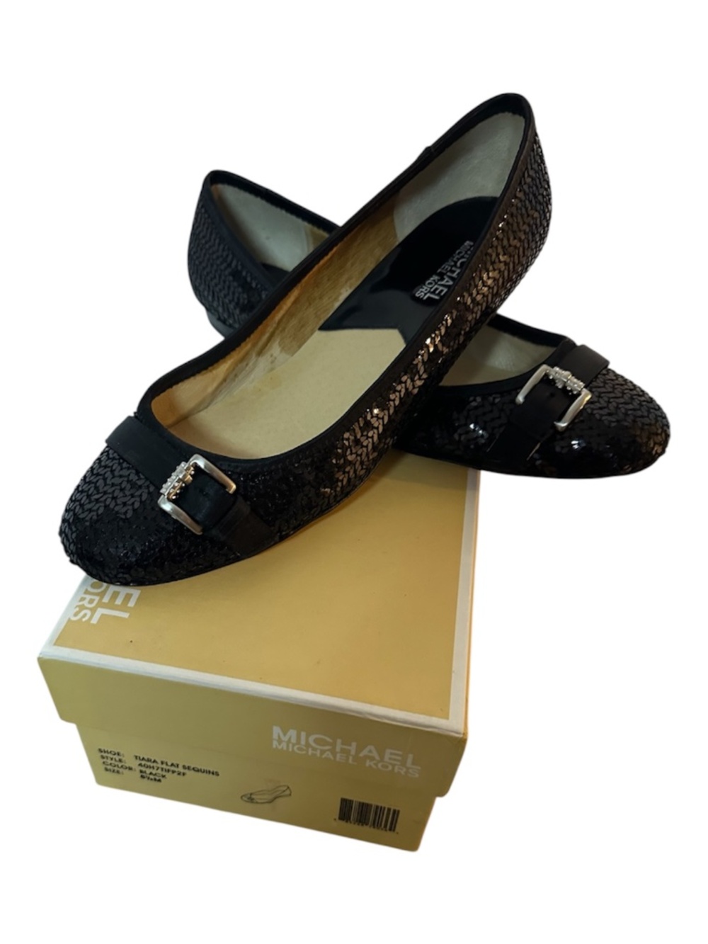 Michael Kors Tiara Sequin Ballet Flats | Black | Size 8.5M | Box Included